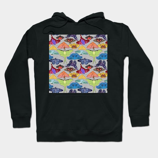 Pride Moth for Pride Month Rainbow on Neutral Hoodie by JamieWetzel